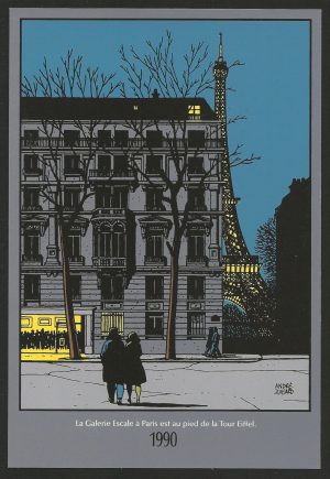 JUILLARD . SÉRIGRAPHIE " ESCALE À LA TOUR EIFFEL " 1990- 22 X 15 CM