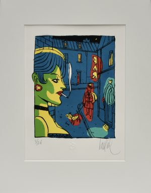 Loustal . Lithographie "Femme de bar" numérotée signée limitée à 26ex