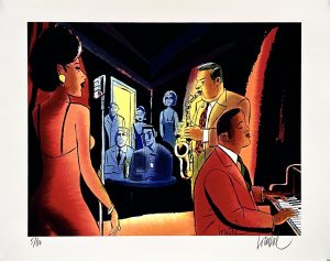 LOUSTAL • Estampe pigmentaire "Club de Jazz" - signée, numérotée limitée à 80ex