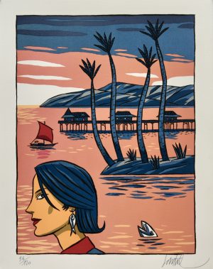 Loustal • Lithographie "Retour de pêche" N° & signée