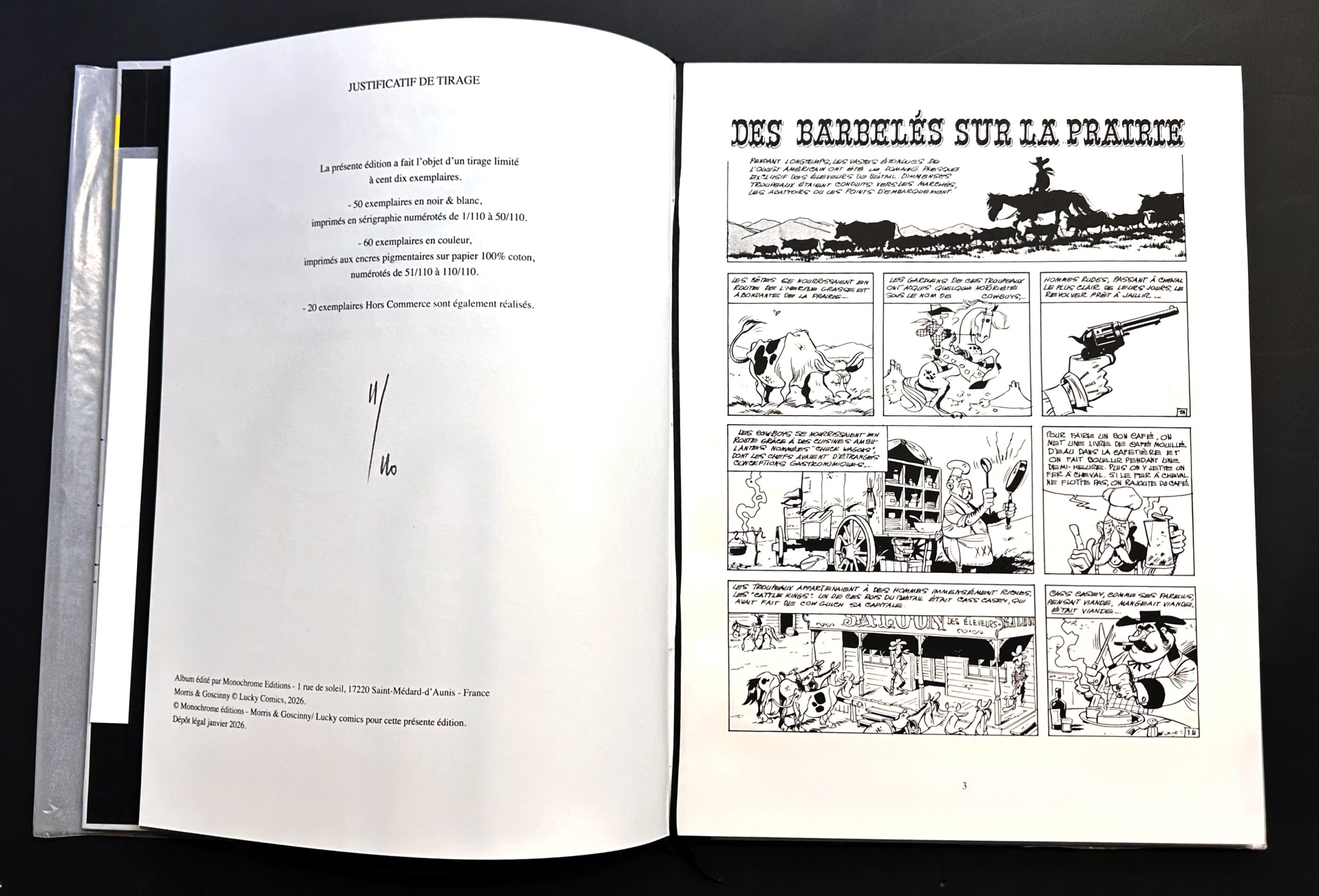 MORRIS • Livre Lucky Luke "Des barbelés dans la prairie" éd. luxe noir et blanc – Image 4