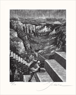 Schuiten-Sérigraphie "Sur les chemins noirs - Je n'y arriverai jamais"