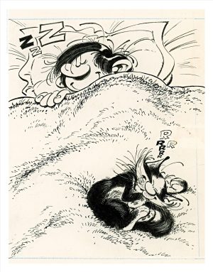 Franquin - Gaston Lagaffe - Estampe n° 4 de la série  " Le repos du gaffeur" . limitée à 149ex