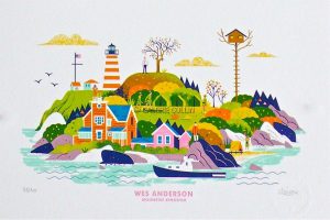 Alexandre Clérisse- Wes Anderson.Sérigraphie"Moonrise Kingdom" n° et signée 100ex.