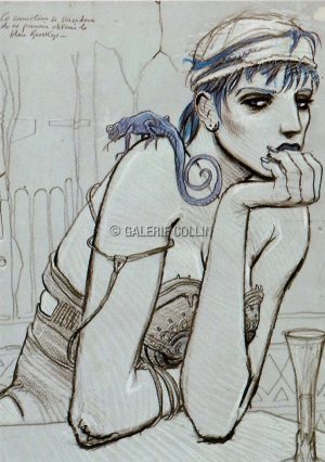 Enki BILAL . CARTE POSTALE - " Bleu Sang " Caméléon
