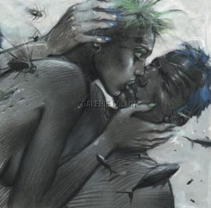 BILAL . CARTE POSTALE " Tu m'aimes - couple 1" + enveloppe illustrée