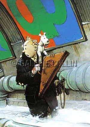 BILAL . Carte postale. " Hommage à Hergé "