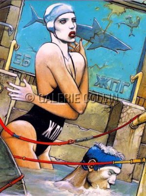 Enki BILAL • Affichette poster 24X18 cm "LA BAIGNEUSE"
