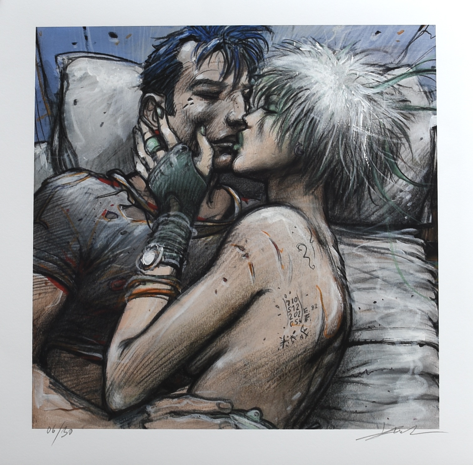 Enki Bilal • "Le baiser vert" Estampe pigmentaire numérotée signée, limitée 30 ex.
