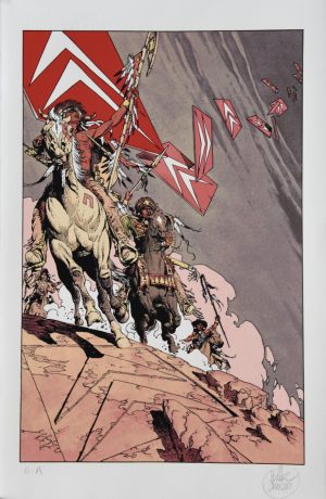 Blanc Dumont • Silkscreen print "1986 LES CHEVRONS VOIENT ROUGE" Signed E.A.
