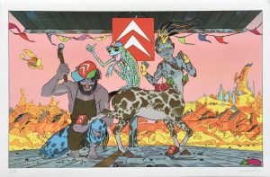 Cadello • Screen print "1986 LES CHEVRONS VOIENT ROUGE" Signed E.A.