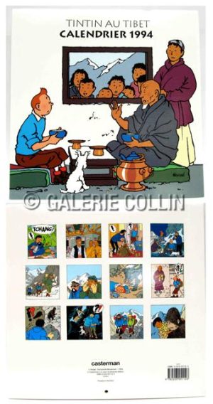 HERGÉ . Tintin -Tintin in Tibet" 1994 wall calendar