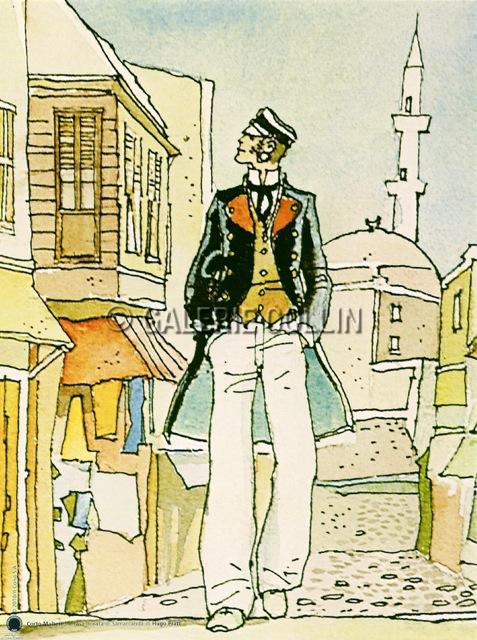 CORTO . AFFICHETTE - 24x18 cm " La casa dora di Samarcanda "