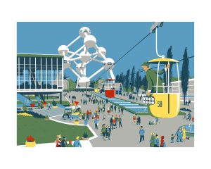David MERVEILLE • "Expo 58" Estampe pigmentaire numérotée, signée 158 ex