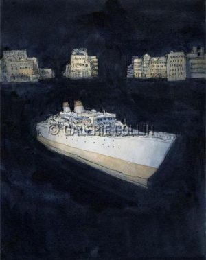 DE CRECY  Exhibition poster "A white head on the dresser"