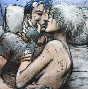 Enki Bilal • "Baiser vert" Estampe pigmentaire numérotée signée, limitée 15 ex.