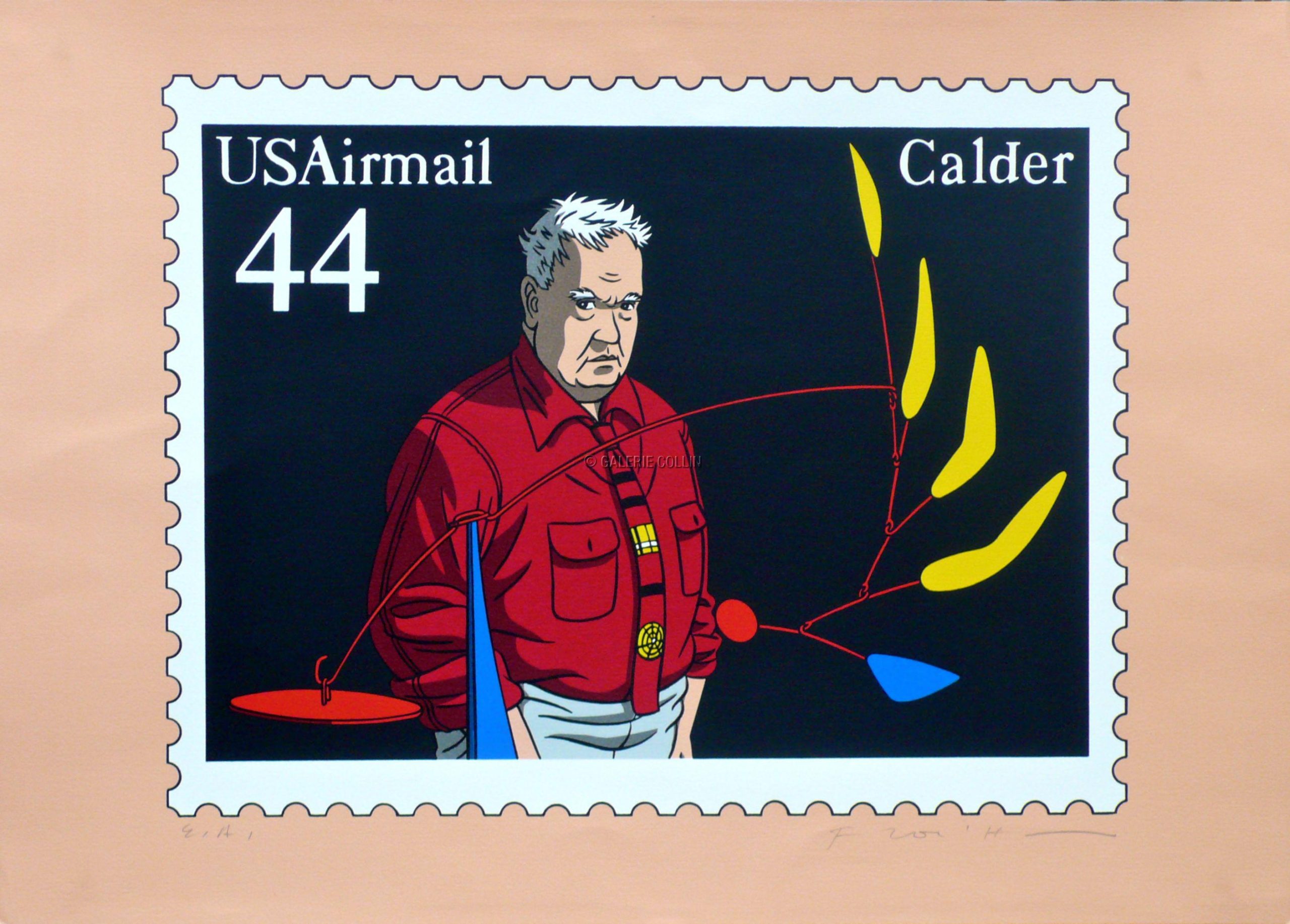 FLOC'H . "Calder US AIRMAIL 44 " Rare sérigraphie numériée signée 160/160