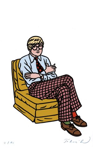 Floc'h • "Painter David Hockney" Grande Estampe pigmentaire Numérotée signée limitée 10 ex