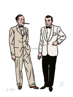 Floc'h • "Ian Flemming & Sean Connery" Estampe pigmentaire Numérotée signée limitée 30 ex