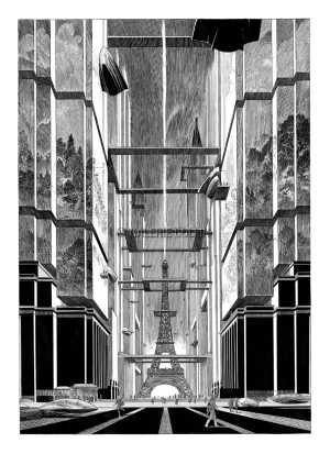 Schuiten "Revoir Paris" Pigment print , limited Pigment print of 15 copies.  copy&amp; Signed