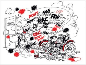 Franquin . Sérigraphie Gaston et Fantasio La Moto