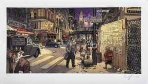 Guarnido • Blacksad - Estampe pigmentaire "Scène de nuit" Numérotée signée limitée à 150ex.