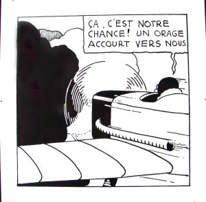 HERGÉ . Plaque Émaillée B/W "This is our chance..."