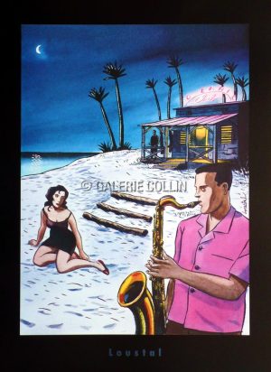 LOUSTAL • Affiche Édition d'Art "JAZZ SUR LA PLAGE"