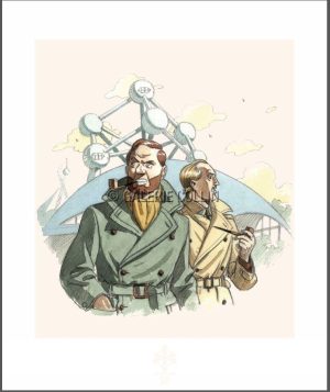 André Juillard . "Blake &amp; Mortimer Atomium 58" Affiche édition d'art