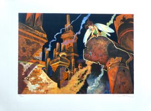 Loisel. Lithographie " Les Toits D'Angouleme" numérotée signée  300ex.