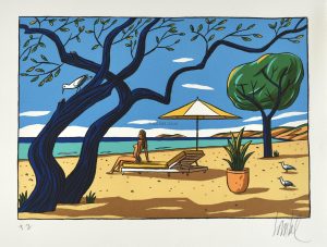 Loustal • Sérigraphie "Plages aux arbres bleus" E.A signée