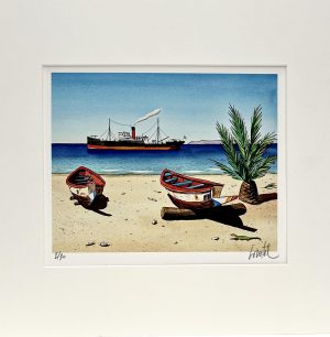 Loustal • Estampe pigmentaire "plage d'Afrique de l'ouest" - Signée, limitée et numérotée