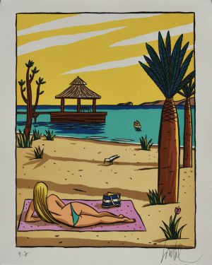 Loustal • Lithograhie "Plages aux palmiers"E.A signée
