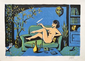 Loustal - Lithographie " Nu au Masque, 2017