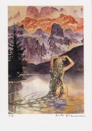 Manara • Affichette signée "Nue au lac"