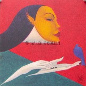 MATTOTTI . Sérigraphie "Portrait à l'Oiseau" signé