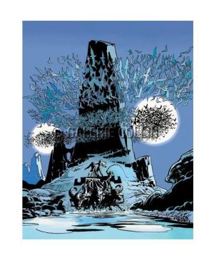 MEZIERES. Print titled "The Master's Birds," color version. romain numeral