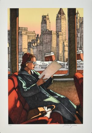 Miles Hyman • "La lectrice" Estampe pigmentaire numérotée, signée 80ex