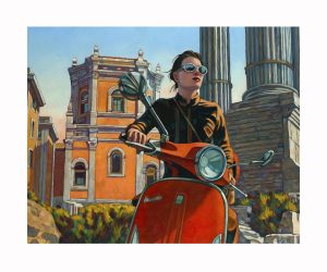 Miles HYMAN • Estampe pigmentaire "Rome Vespa" - Signée, limitée et numérotée