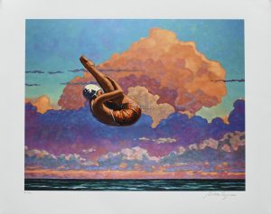 Miles Hyman • " High dive" Estampe pigmentaire numérotée, signée 90ex