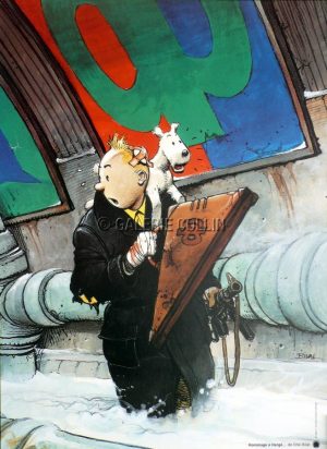 Enki BILAL • " HOMMAGE à HERGE  " Affichette 24x18 cm