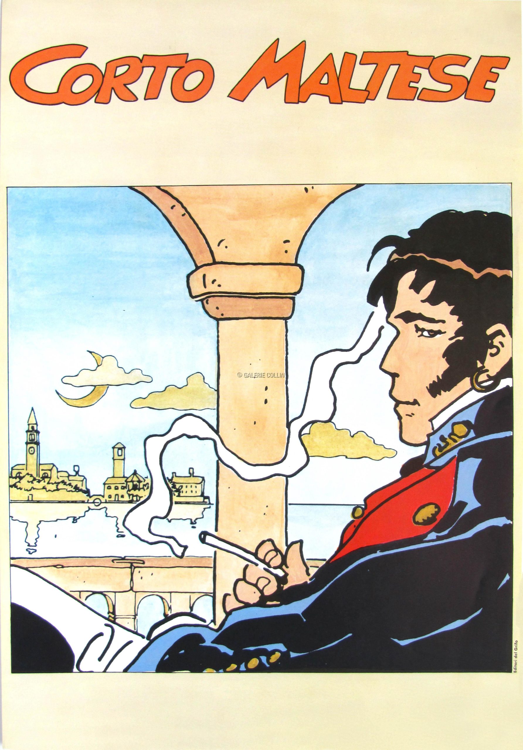 PRATT. CORTO. Affiche Édition d'Art "Corto Maltèse sur la terrasse"