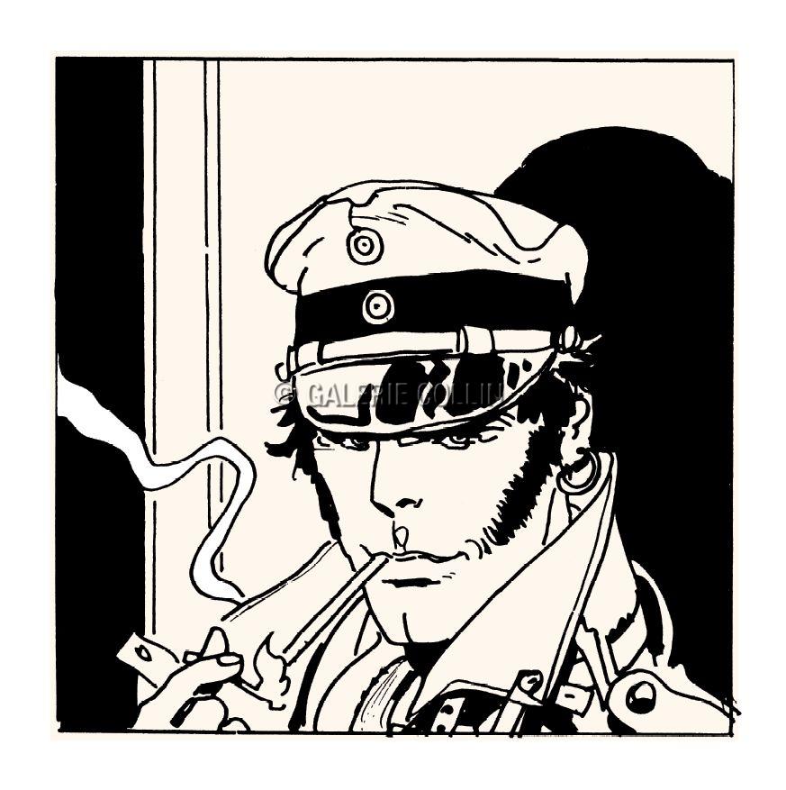 Pratt • Sérigraphie " Corto Cigarette" numérotée limitée. Album Corto en Siberie/ Casterman 1979