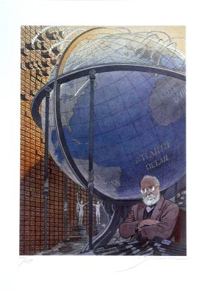 Schuiten • Affiche "Paul Otlet" numérotée, signée, limitée à 299 ex. Papier création Fedrigoni 250g