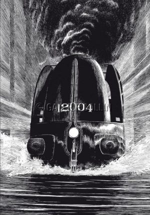 Schuiten. Cartes postales . La 12 pleine vapeur