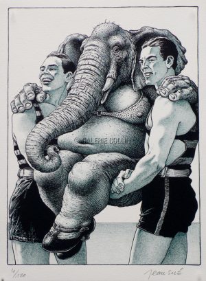 SOLÉ . Lithographie " Éléphante" N°&amp;S 99 ex