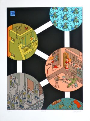 SWARTE . Serigraphy "Atomium / Belga 58" Numbered and signed 199ex.
