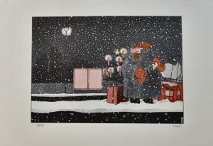 TARDIRare lithography signed " le dernier train supplémentaire"