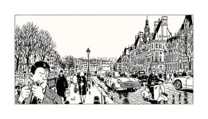 Tardi "Nestor Burma 4ème arr. de Paris" Estampe pigmentaire noir et blanc n° et signée 20ex