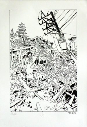 Tardi "Nepal 2015" silkscreen print, numbered and signed, limited to 70 copies.